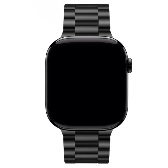 Cinturino Apple Watch in acciaio a maglie colore nero vista schermo