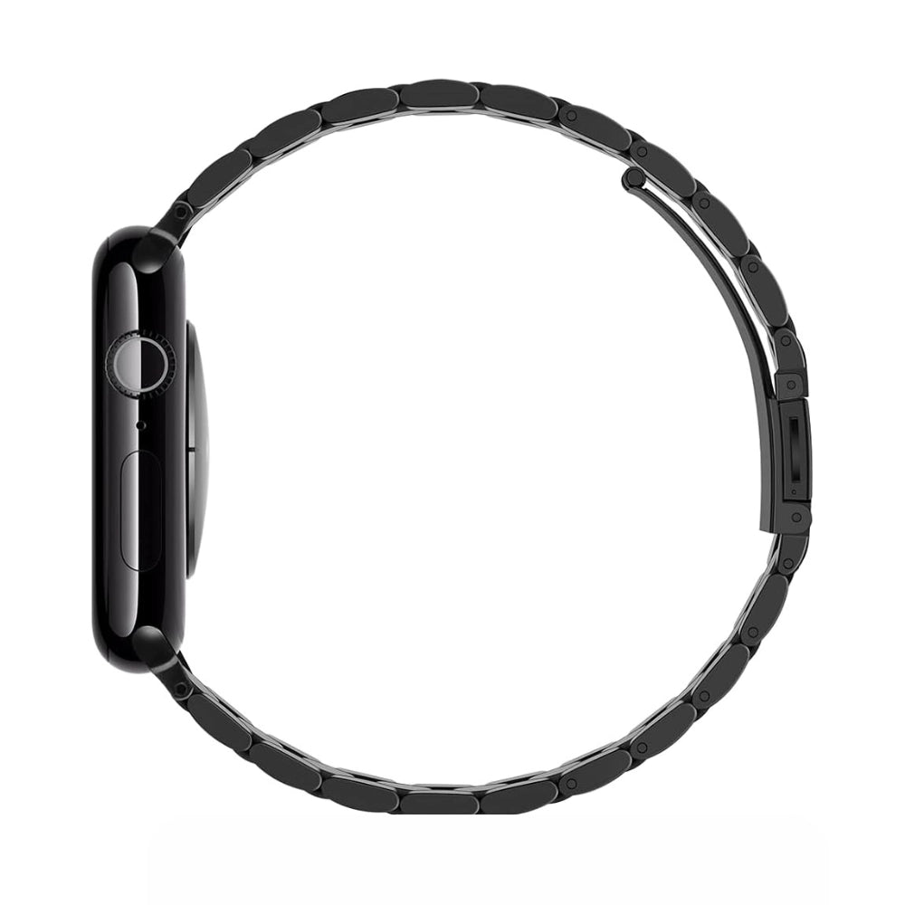 Cinturino Apple Watch in acciaio a maglie colore nero 46mm vista lato