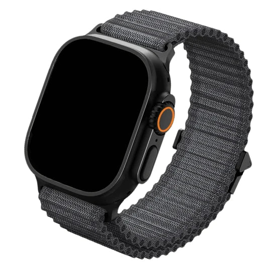 cinturino in nylon con design tubolare di colore nero per apple watch #Colore_Black