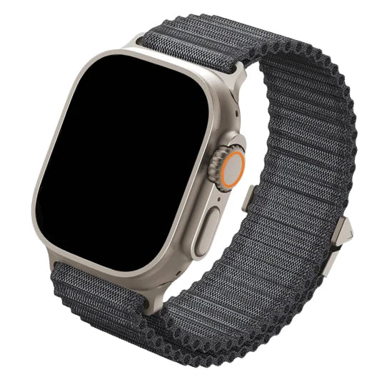 cinturino in nylon tubolare arancione per apple watch nero