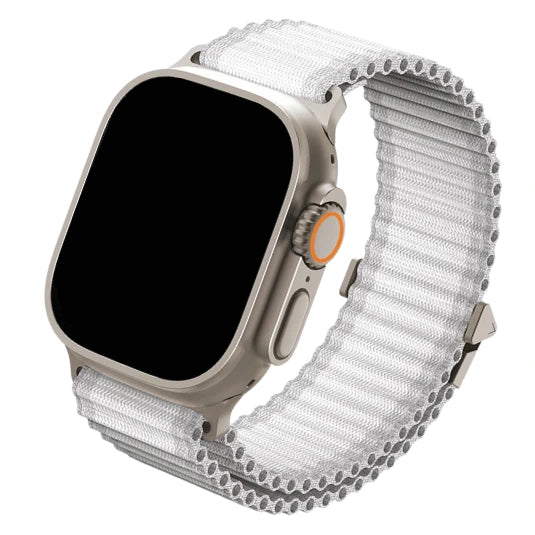 cinturino in nylon tubolare arancione per apple watch nero