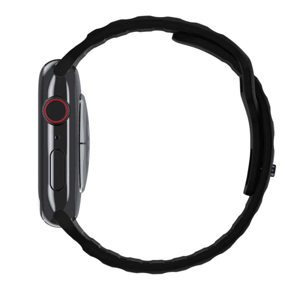 cinturino apple watch 42mm nero in silicone traspirante motion black vista laterale