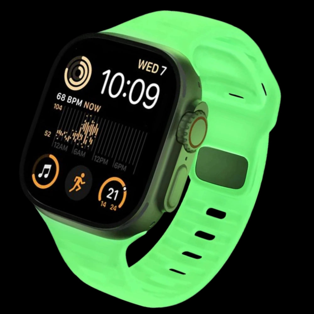 Cinturino motion colorazione Glow vista frontale accesa con illuminazione