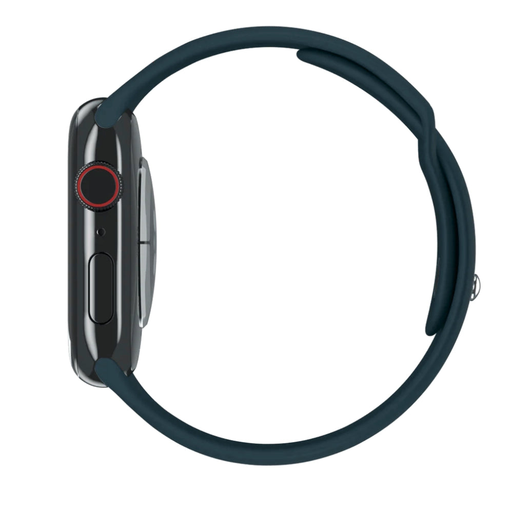 Cinturino Apple Watch in Silicone classico verde pacifico vista laterale