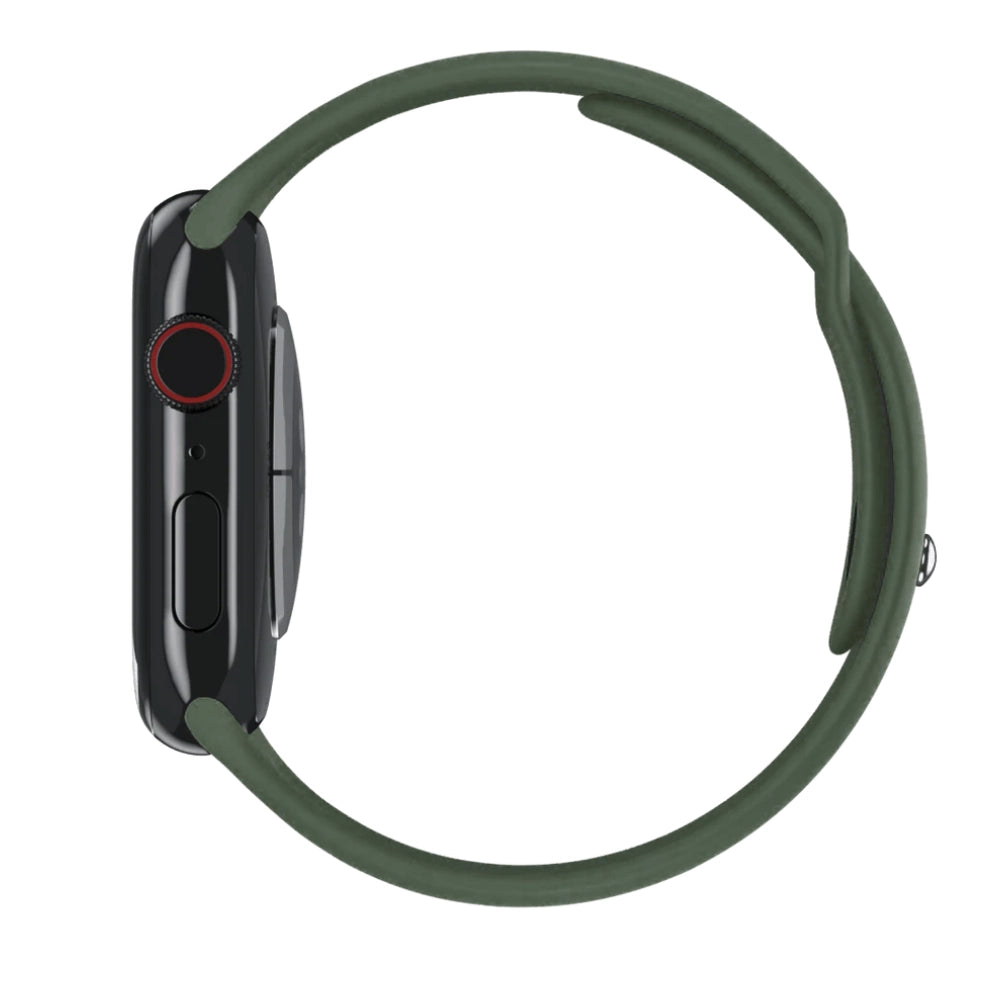 Cinturino Apple Watch in Silicone classico verde militare vista lato