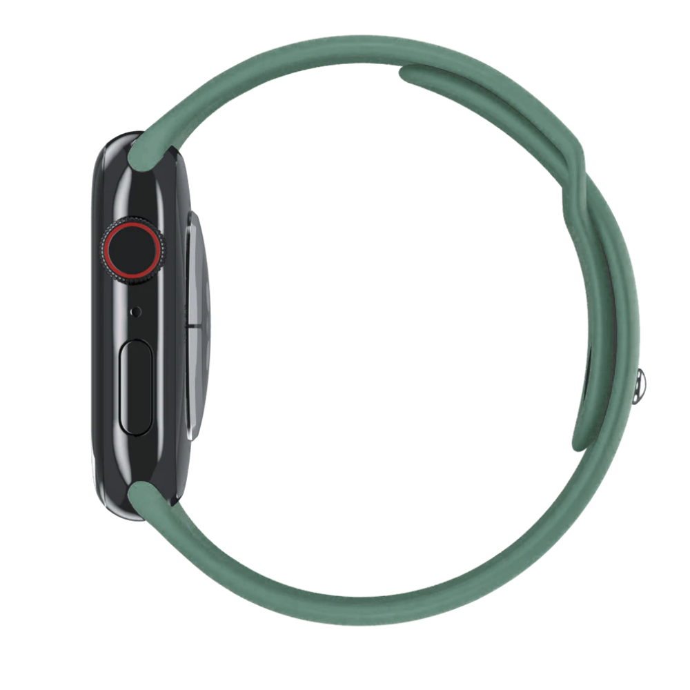 Cinturino Apple Watch in Silicone classico verde pino vista lato