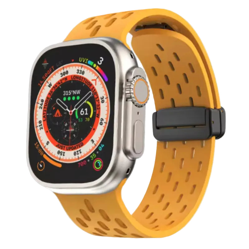 cinturino magnetic sport giallo compatibile con Apple Watch ultra 3 in silicone sportivo