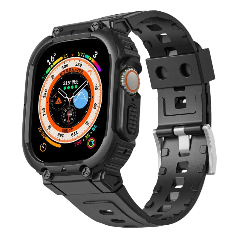 Cinturino Apple Watch Ultra con protezione cassa orologio incorporata nera