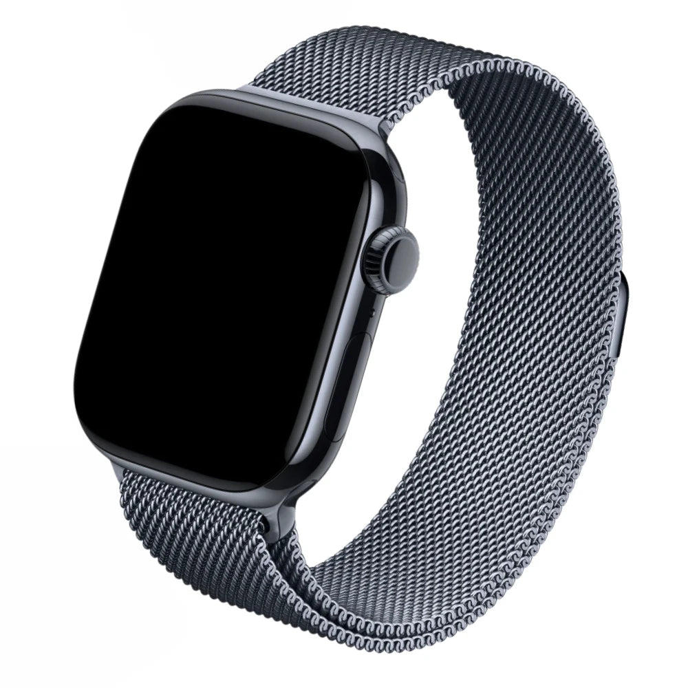 Cinturino Apple Watch in acciaio grigio spazio con finitura in maglia milanese