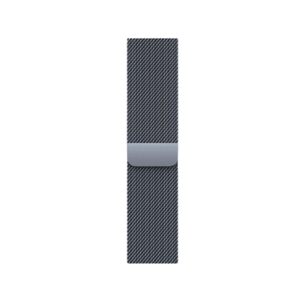 Cinturino Apple Watch in acciaio grigio spazio con finitura in maglia milanese dettaglio