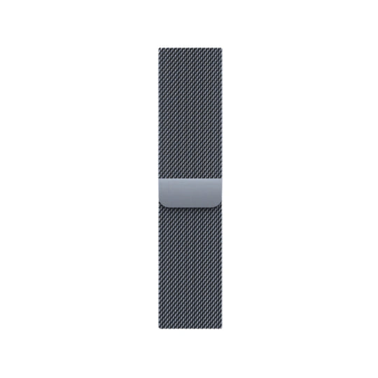 Cinturino Apple Watch in acciaio grigio spazio con finitura in maglia milanese dettaglio