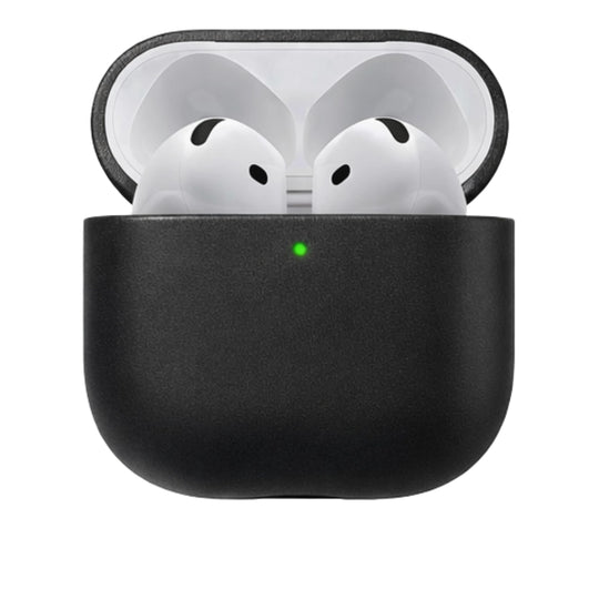 custodia in pelle pregiata per airpods 4 nera aperta