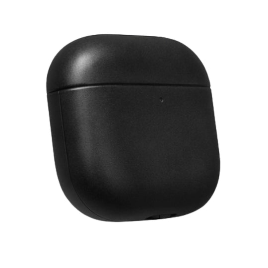 custodia in pelle pregiata per airpods 4 nera vista laterale