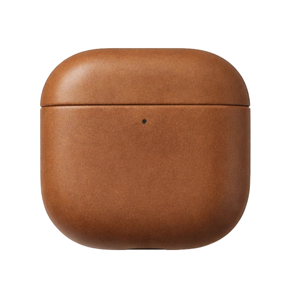 custodia airpods 4 in pelle pregiata colore cuoio