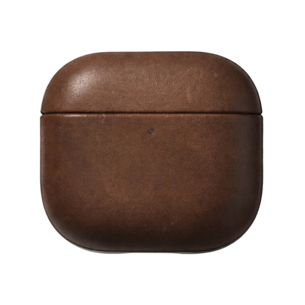 custodia in pelle pregiata per airpods 4 marrone